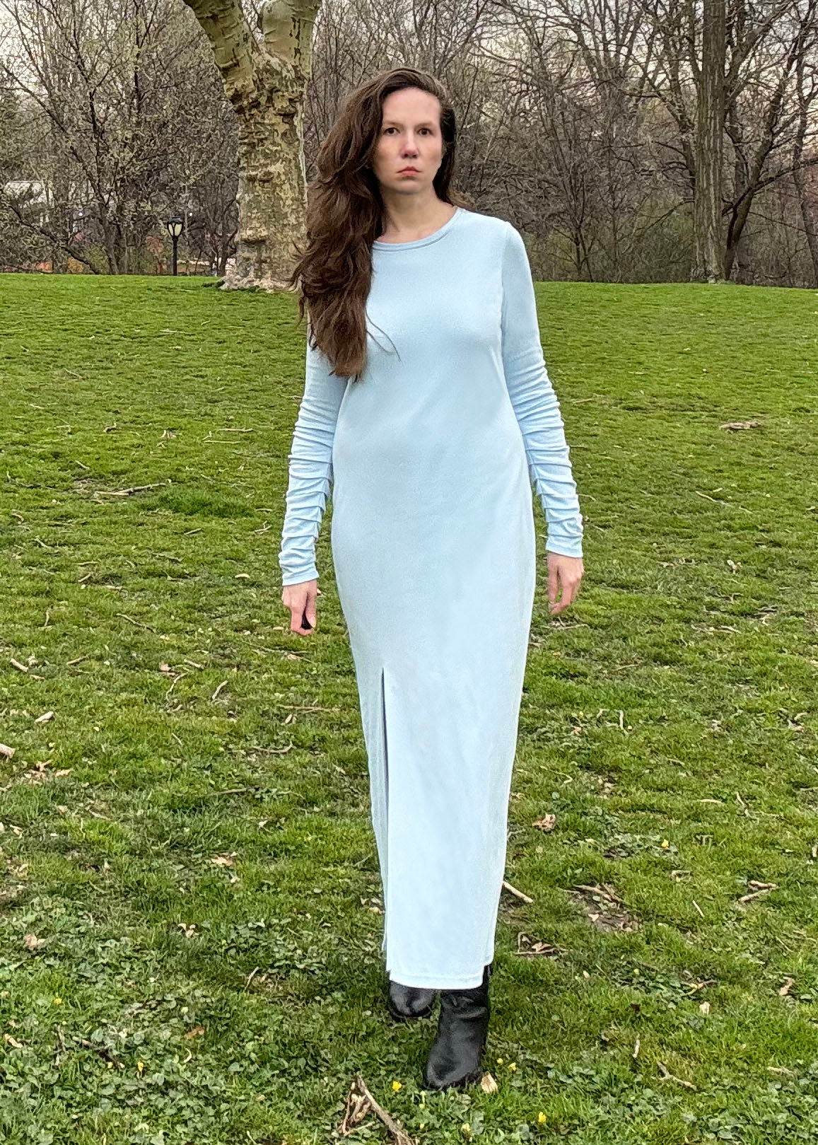 Eve Knit Maxi Dress in Light Blue Amanda Lynnae Eve Knit Maxi Dress in Light Blue Amanda Lynnae